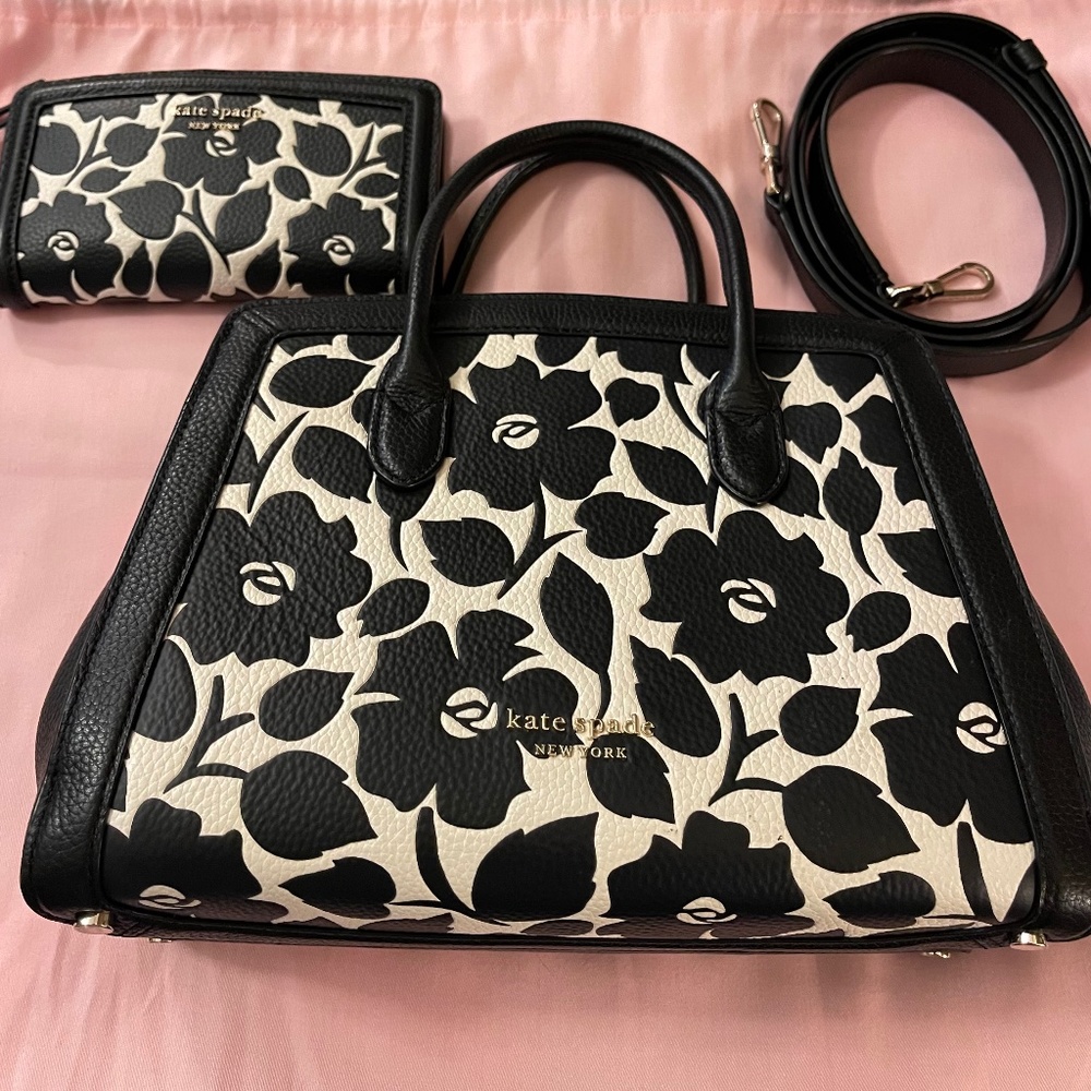 Kate Spade Knott Rosy Garden Medium Satchel and Wallet